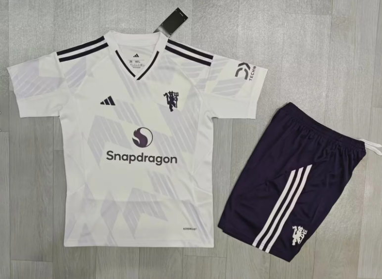 Kids-Manchester Utd 25/26 Away White Soccer Jersey
